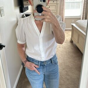 Nine West puff sleeve button down shirt